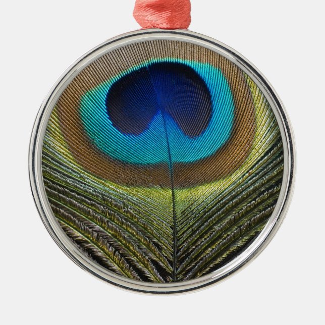 Dramatic Peacock Feather Metal Tree Decoration (Front)