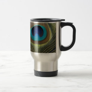 Dramatic Peacock Feather Travel Mug