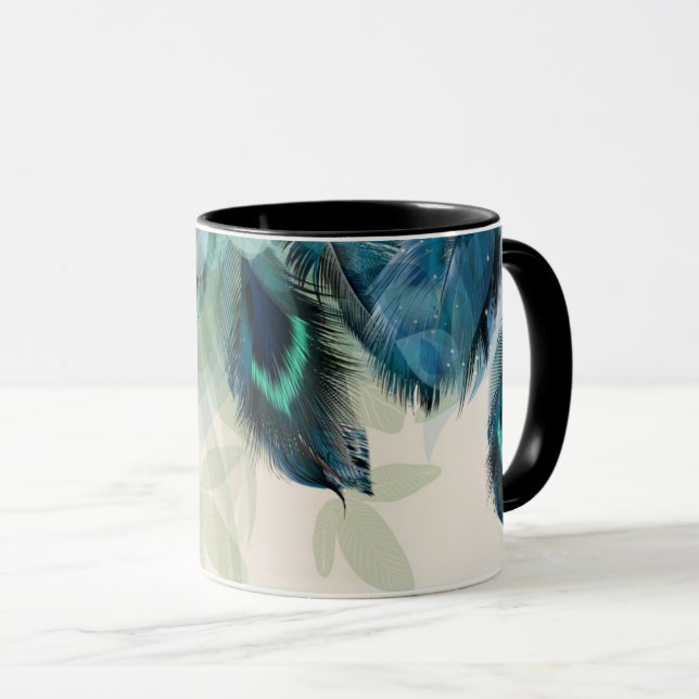 Dramatic Peacock Feathers Mug (Front Right)