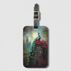 Dramatic Peacock Red Roses Gothic Luggage Tag