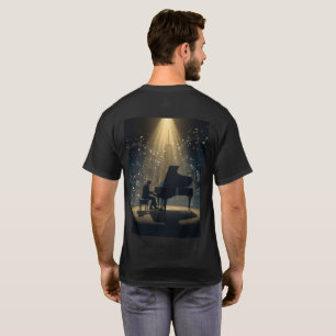 Dramatic Piano Music Silhouette With City Skiline T-Shirt