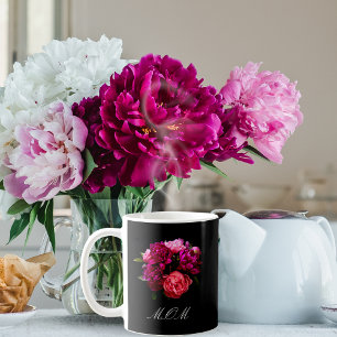 Dramatic Pink And Purple Peonies Name Coffee Mug