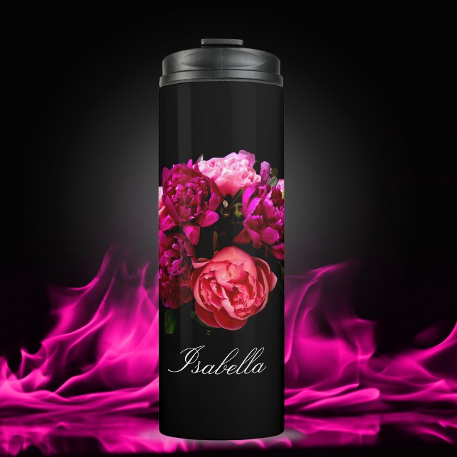 Dramatic Pink And Purple Peonies Name Thermal Tumbler (Creator Uploaded)
