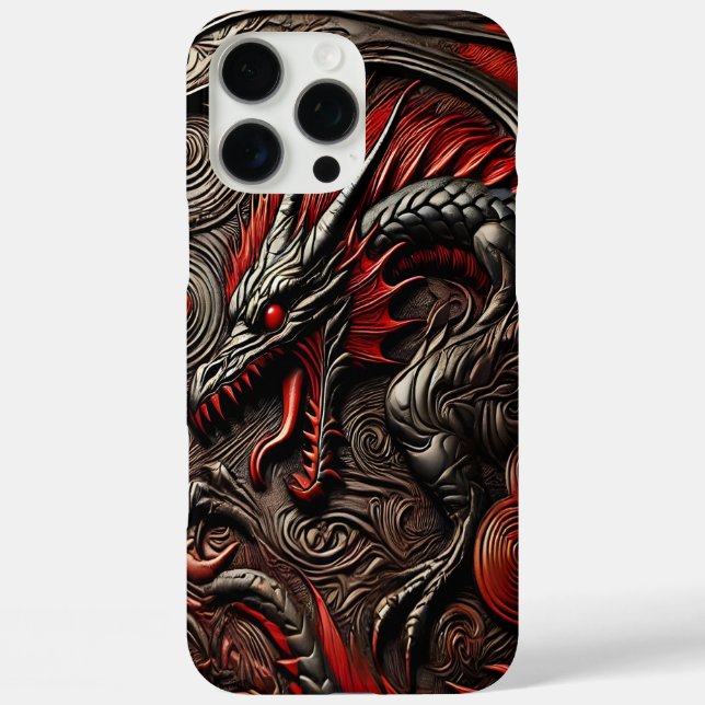 Dramatic Red Dragon in Intricate Relief Design Case-Mate iPhone Case (Back)