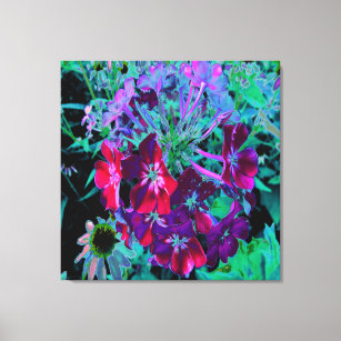 Dramatic Red, Purple and Pink Garden Flower Canvas Print