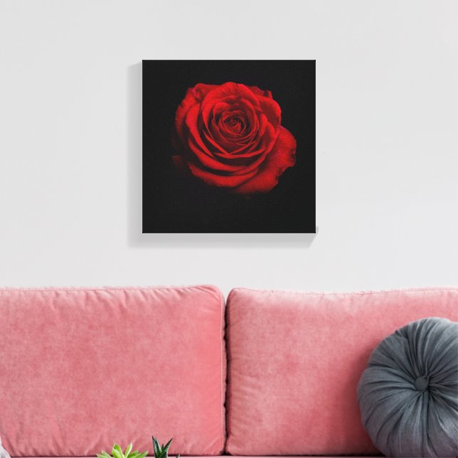 Dramatic Red Rose – Minimalist Floral Art Print (Insitu(LivingRoom))