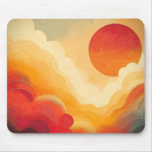 Dramatic Red Sun Painting Mouse Mat