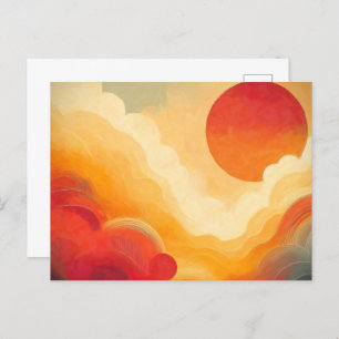 Dramatic Red Sun Painting Postcard