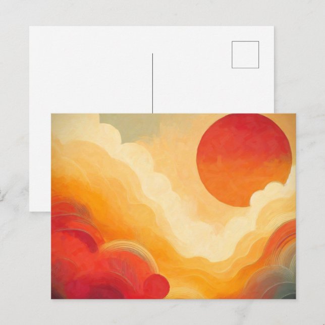 Dramatic Red Sun Painting Postcard (Front/Back)