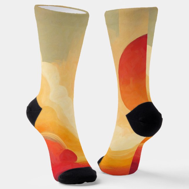 Dramatic Red Sun Painting Socks (Angled)