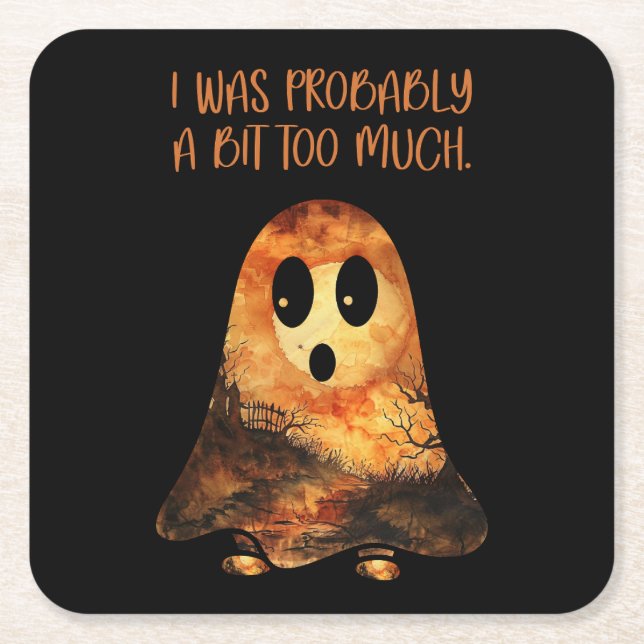 Dramatic Sarcastic Halloween Ghost  Square Paper Coaster (Front)