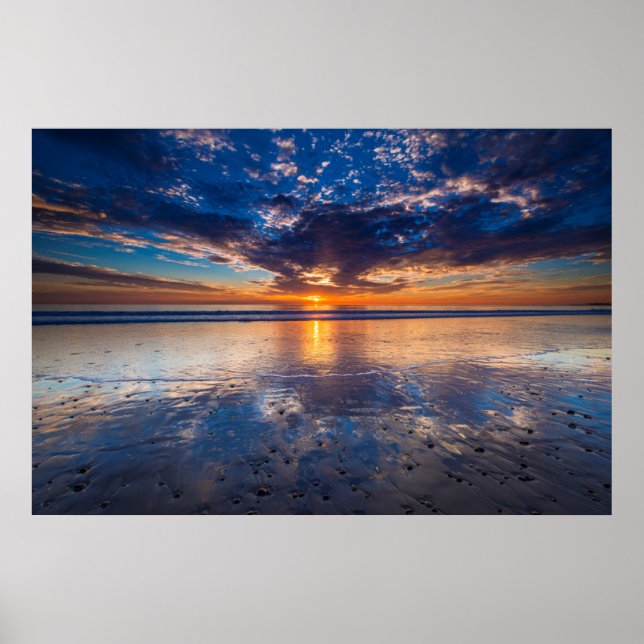 Dramatic seascape, sunset, CA Poster (Front)