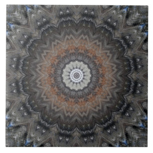 Dramatic Silver &  Grey Mandala Tile
