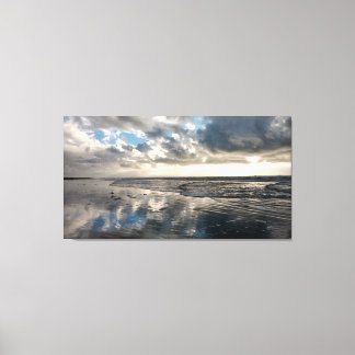 Dramatic Sky Beach Reflections Stretched Canvas
