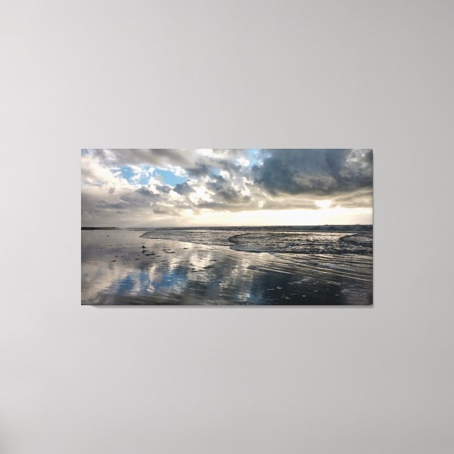 Dramatic Sky Beach Reflections Stretched Canvas (Front)