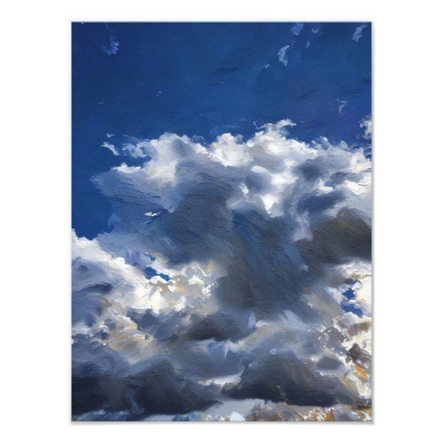 Dramatic Sky With White Clouds On A Vibrant blue Photo Print (Front)