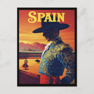 Dramatic Spain Matador Vintage Travel Art Postcard
