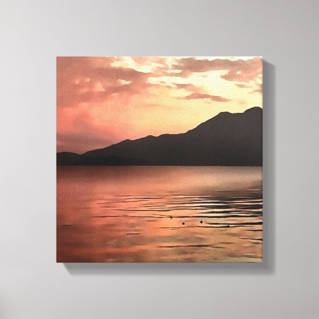 Dramatic Sunset At Koycegiz Landscape Art Canvas Print (Front)