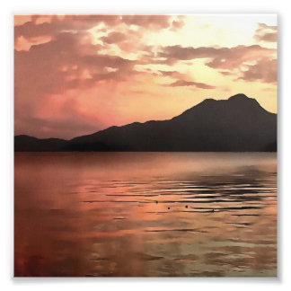 Dramatic Sunset At Koycegiz Landscape Art Photo Print