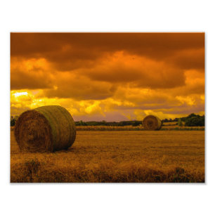 Dramatic sunset over the field photo print