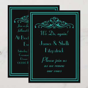 Dramatic Teal and Black Wedding Vows Renewal Invitation