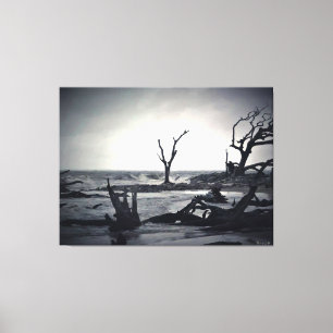 Dramatic Tree Skeletons by the Shore Canvas Print