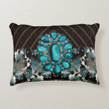 Dramatic Turquoise Stone Animal Print 12x16 Pillow