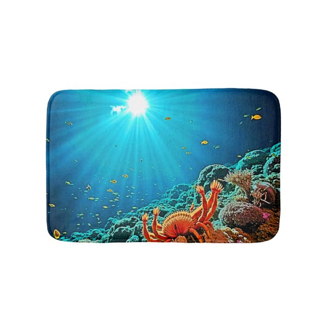Dramatic Underwater Sunburst Art Bath Mat (Front)