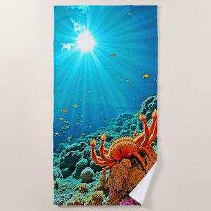 Dramatic Underwater Sunburst Art Beach Towel