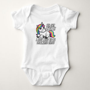 Dramatic Unicorn Overcoming in Style Baby Bodysuit