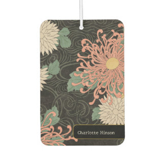 Dramatic Vintage Japanese Chrysanthemum Floral  Car Air Freshener