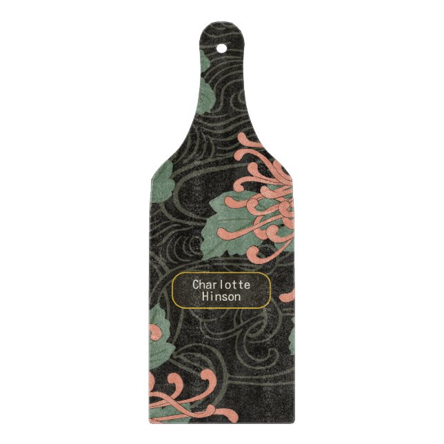 Dramatic Vintage Japanese Chrysanthemum Floral  Cutting Board (Front)