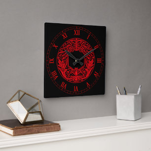 Dramatic, Vintage Red Goth Wall Clock