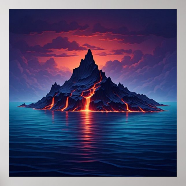 Dramatic Volcanic Coast at Dusk 🌊 Poster (Front)