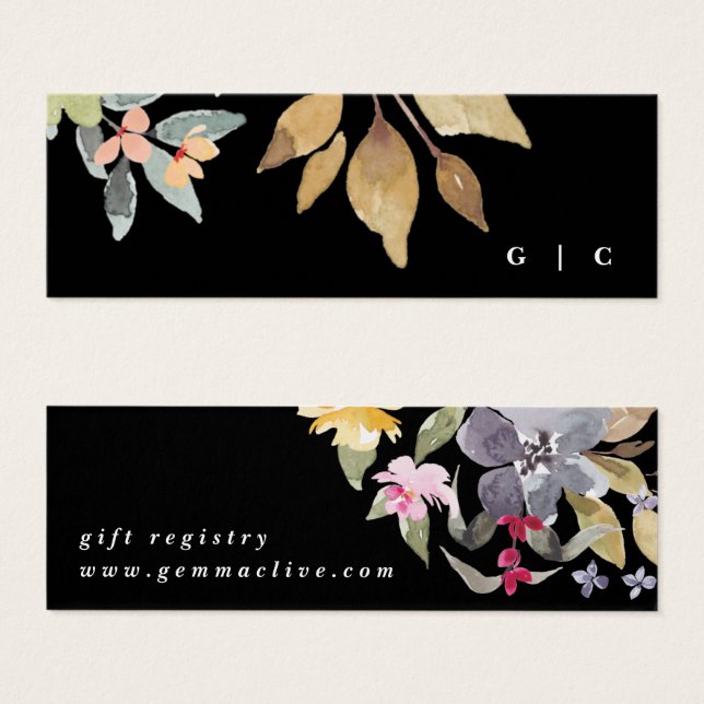 Dramatic Watercolor Floral Wedding Registry Card (Front & Back)