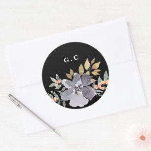 Dramatic Watercolor Florals Wedding Large Classic Round Sticker
