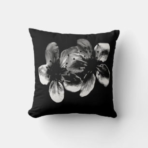 Dramatic White Cherry Blossoms On Black, Cushion