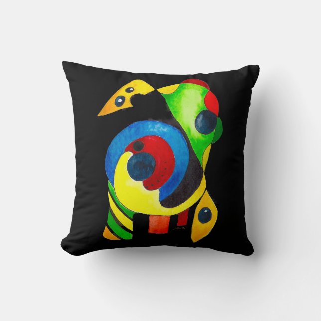 Dramatically Bold and Colourful Abstract Art Cushion (Front)