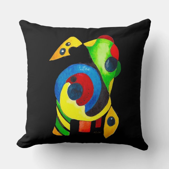 Dramatically Bold and Colourful Abstract Art Throw Cushion (Front)