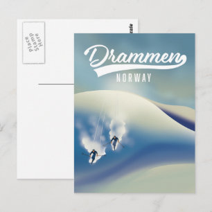 Drammen Norway ski poster Postcard