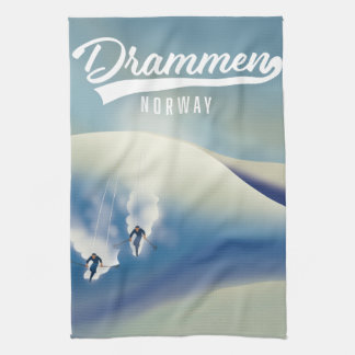 Drammen Norway ski poster Tea Towel