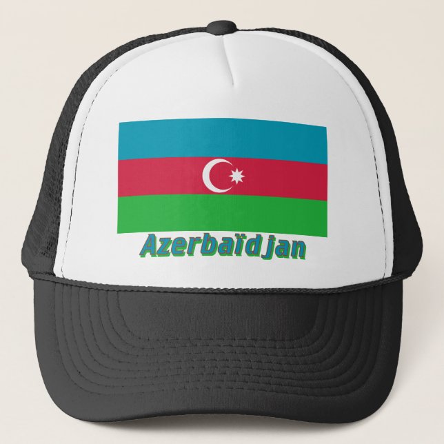 Drapeau Azerbaïdjan avec le nom en français Trucker Hat (Front)