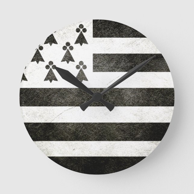 Drapeau Bretagne Vintage Round Clock (Front)