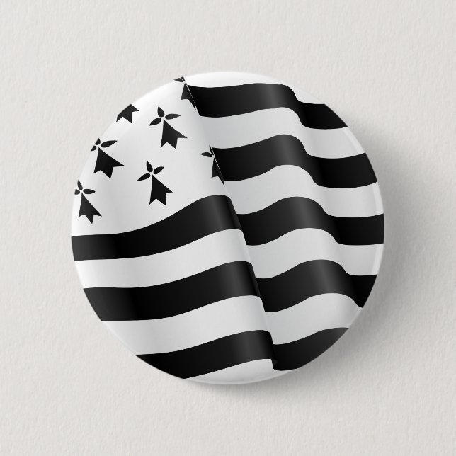 Drapeau breton (Breton flag) 6 Cm Round Badge (Front)