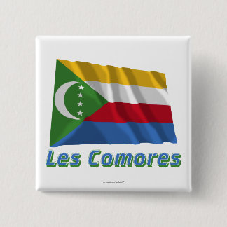 Drapeau Comores avec le nom en français 15 Cm Square Badge