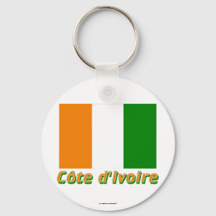 Drapeau Côte d'Ivoire avec le nom en français Key Ring