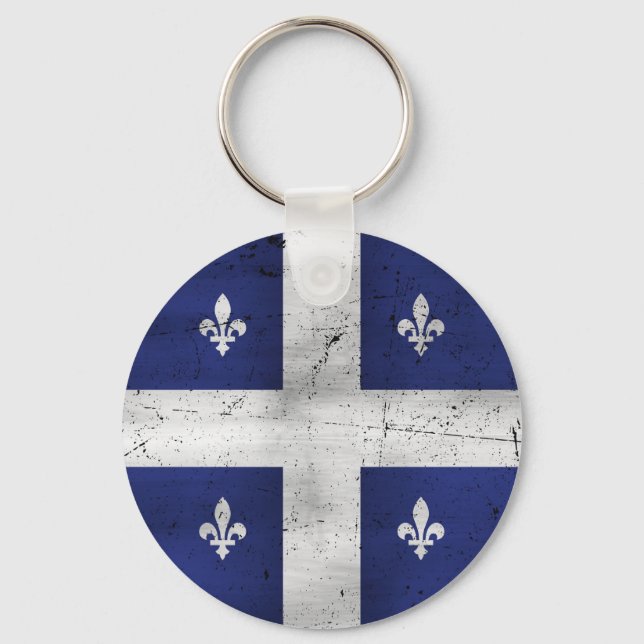 Drapeau du Québec style grunge érodé Key Ring (Front)
