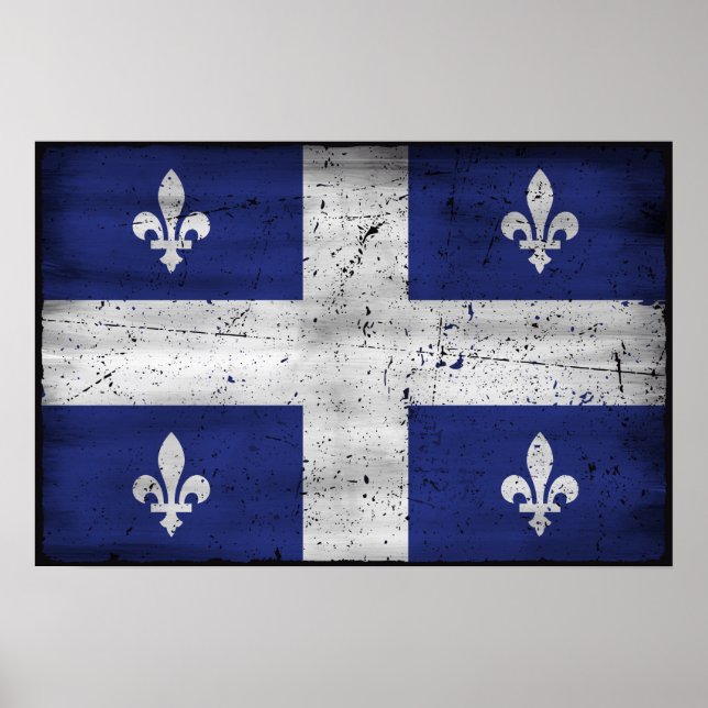 Drapeau du Québec style grunge érodé Poster (Front)