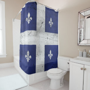 Drapeau du Québec style grunge érodé Shower Curtain