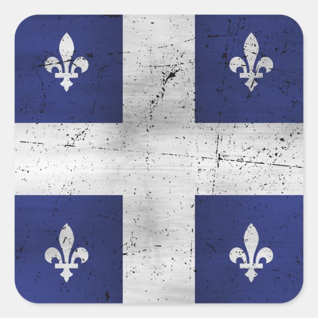 Drapeau du Québec style grunge érodé Square Sticker (Front)